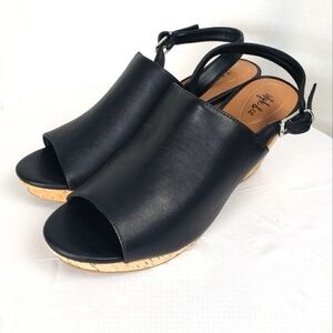 NWOB Style and Co Jenisee Black Faux Leather Open Toe Sling Back Sandals Sz 10